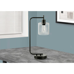Table Lamp - 20"H / Black Metal / Glass / USB