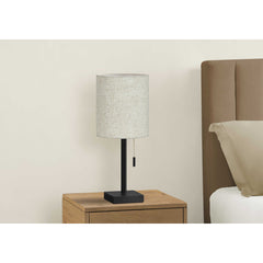 Table Lamp - 2MCX / 17"H / Black Metal / Beige / USB