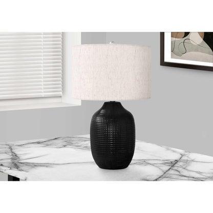 Table Lamp - 26"H / Ceramic Black / Ivory