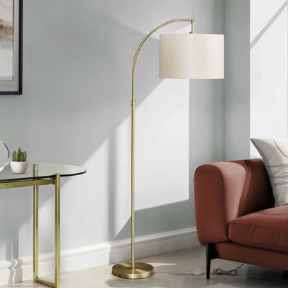 Floor Lamp - 65"H / Ivory / Brass Metal