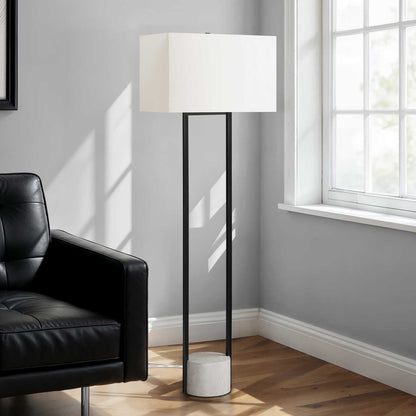 Floor Lamp - 62"H / Ivory / Black Metal