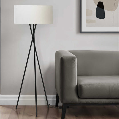 Floor Lamp - 62"H / Ivory / Black Metal