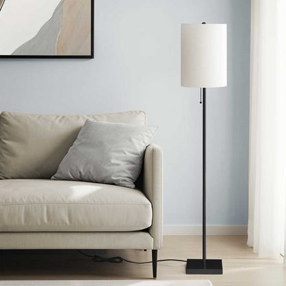 Floor Lamp - 62"H / Ivory / Black Metal