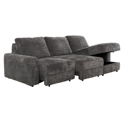 Elson - Power Reclining Sectional - Grey Fabric