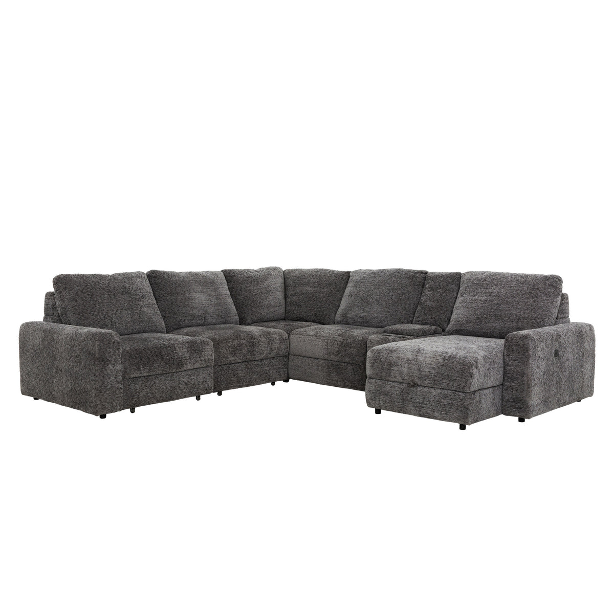 Elson - 6-Piece Power Reclining Sectional - Grey Fabric