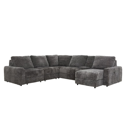 Elson - 6-Piece Power Reclining Sectional - Grey Fabric