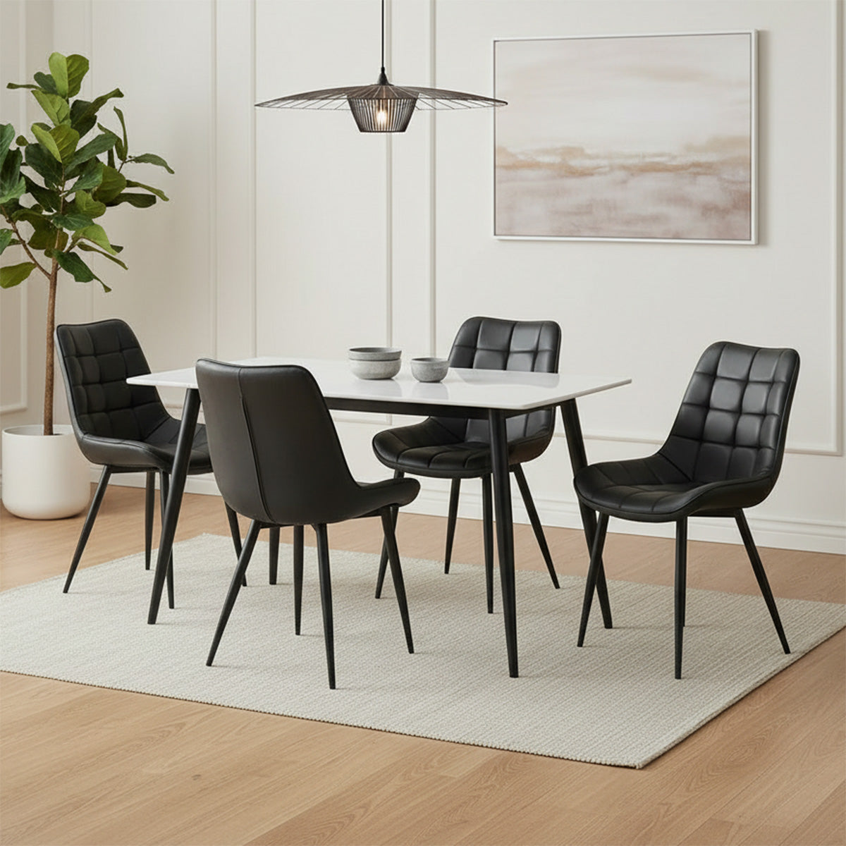 Loui/Aurora Dining Room Set - White and Black