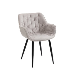 Felicia - Chaise de Salle à Manger - Velour Gris Pâle