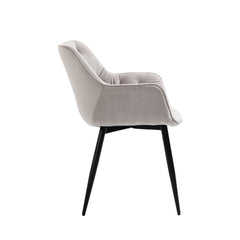 Felicia - Chaise de Salle à Manger - Velour Gris Pâle