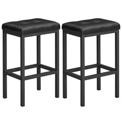 UPHOLSTERED COUNTER CHAIR - 2PCS / 24"H / BLACK LEATHERETTE / BLACK