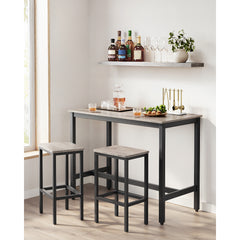 Counter Table Set with 2 Bar Chairs - Greige