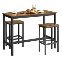Counter Table set - Counter with 2 bar chairs - Rustic brown