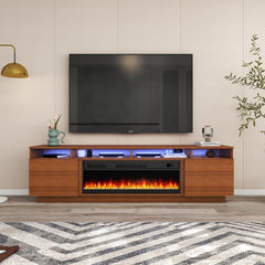 Meuble de TV avec Foyer et LED - Laura - Bois - 78 po