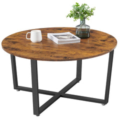 Round Center Table - Rustic Brown / Black Metal