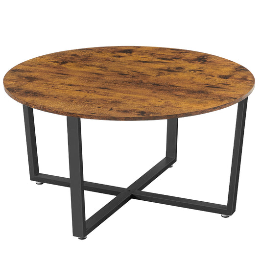 Round Center Table - Rustic Brown / Black Metal 1200
