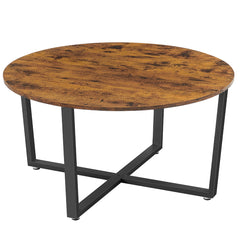 Round Center Table - Rustic Brown / Black Metal