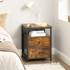 Accent table - 2 drawers - Rustic brown and Black