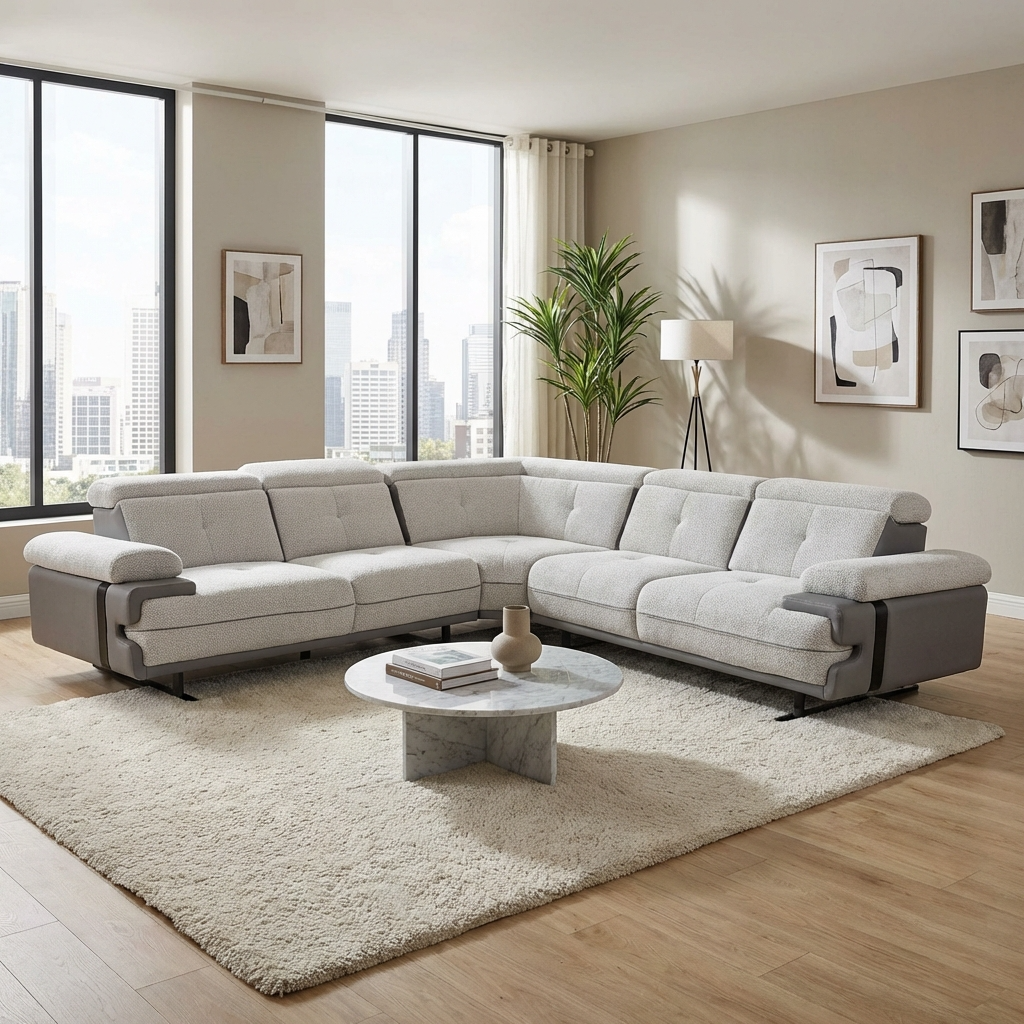 Lucia - Sofa Sectionnel - Tissu Gris