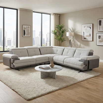 Lucia - Sofa Sectionnel - Tissu Gris