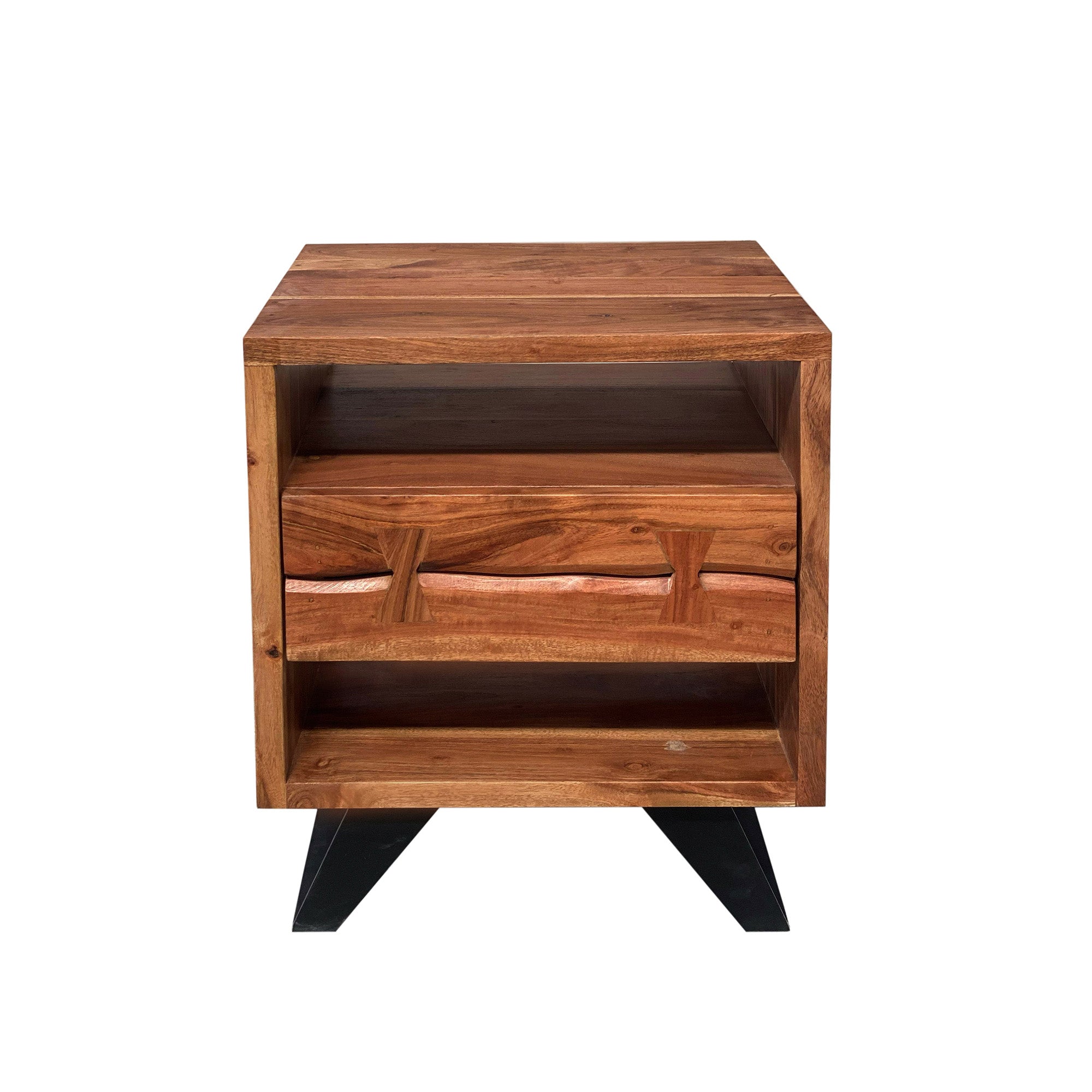 Carenzo - Table de Chevet - Bois Massif Noyer