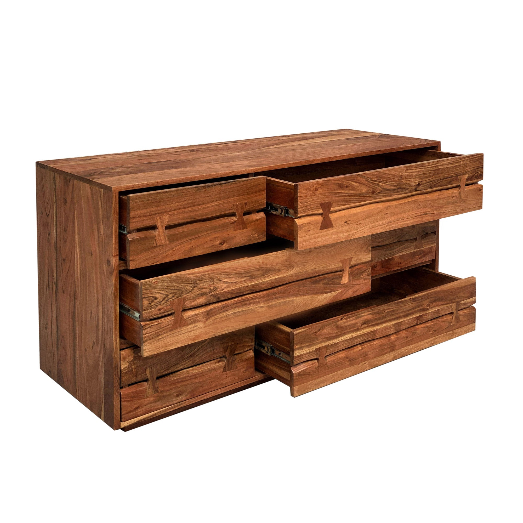 Carenzo - Commode à 6 Tiroirs - Bois Massif Noyer