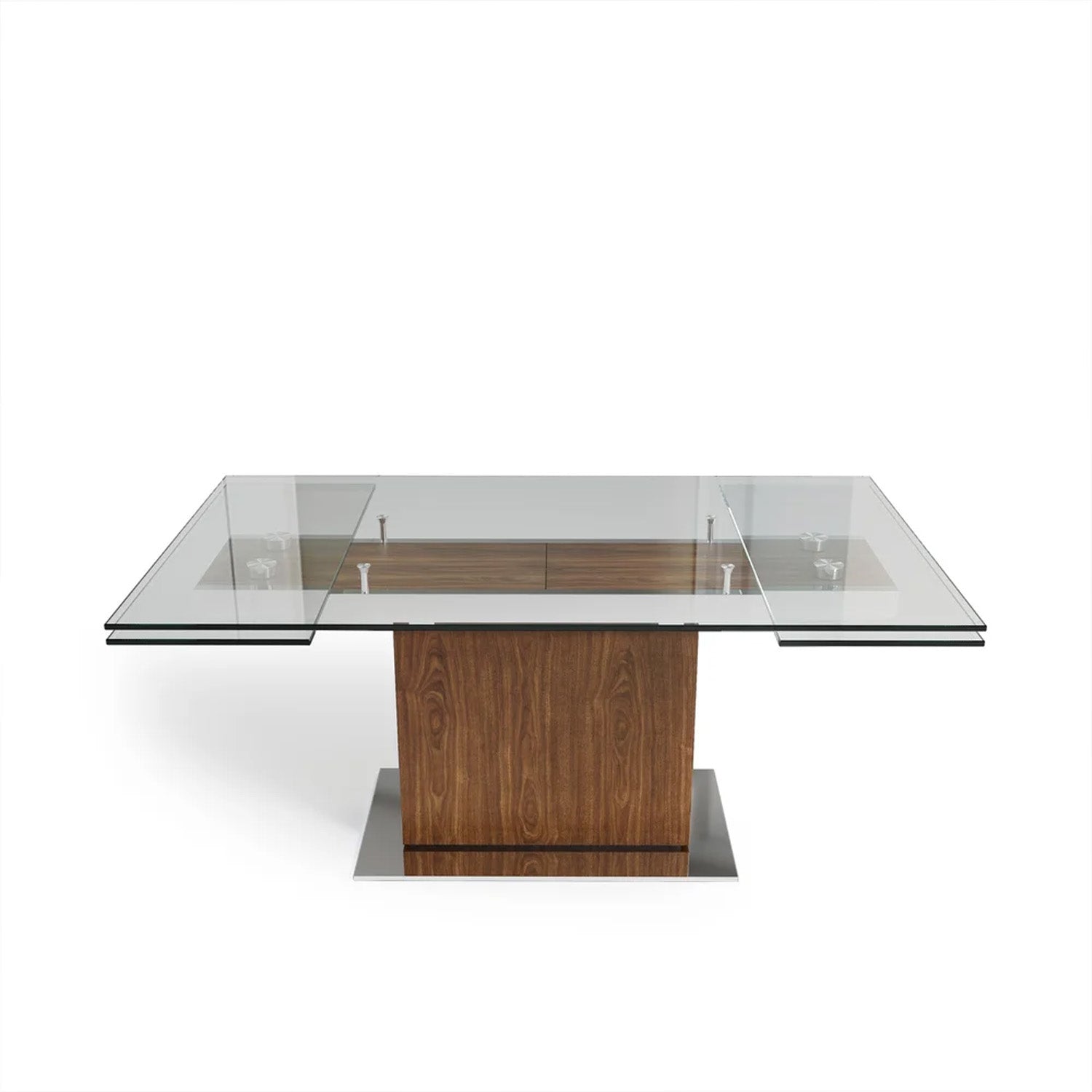 Mercurio - Table à Manger Rectangle - Noyer et Vitre