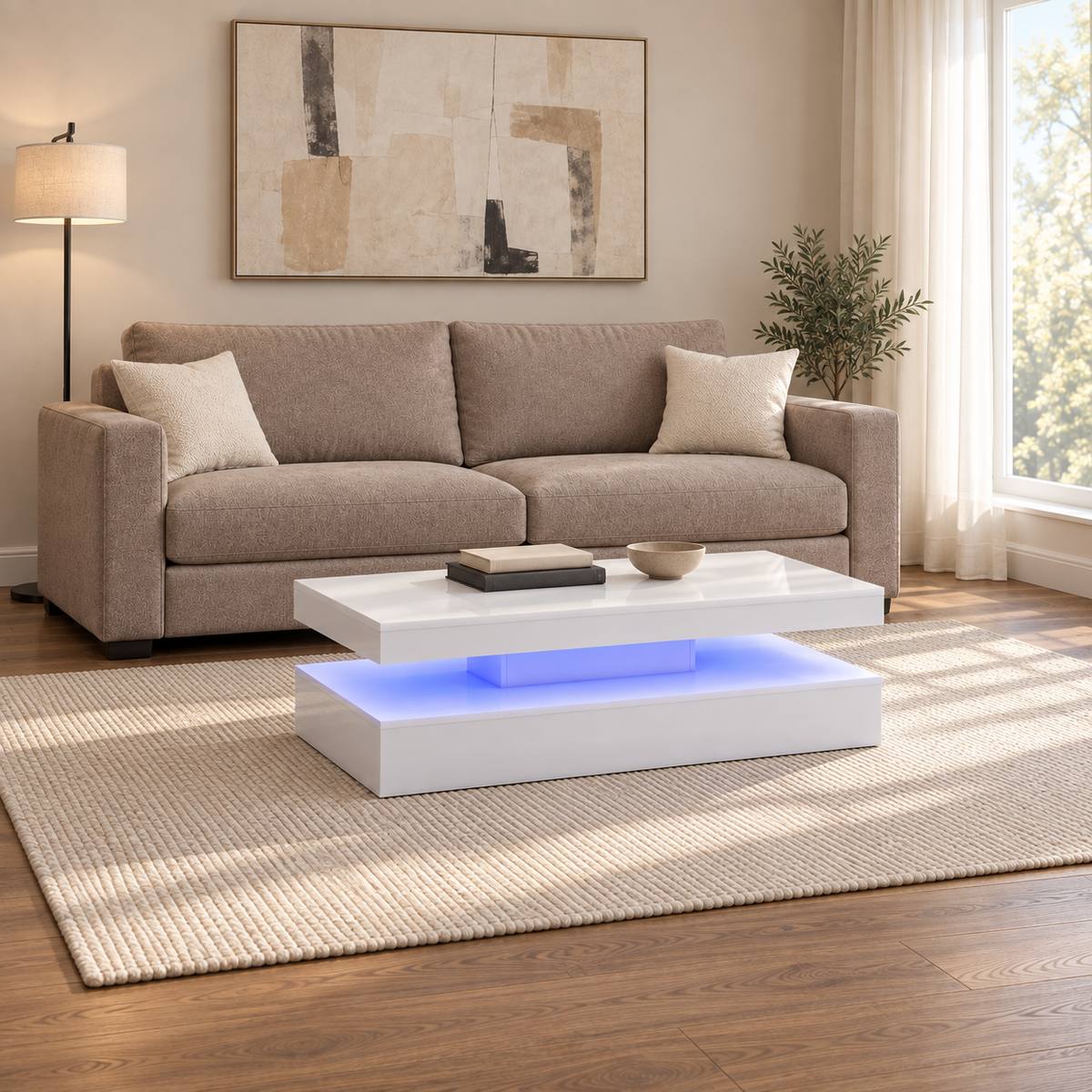 Lana - LED Coffee Table - Glossy White