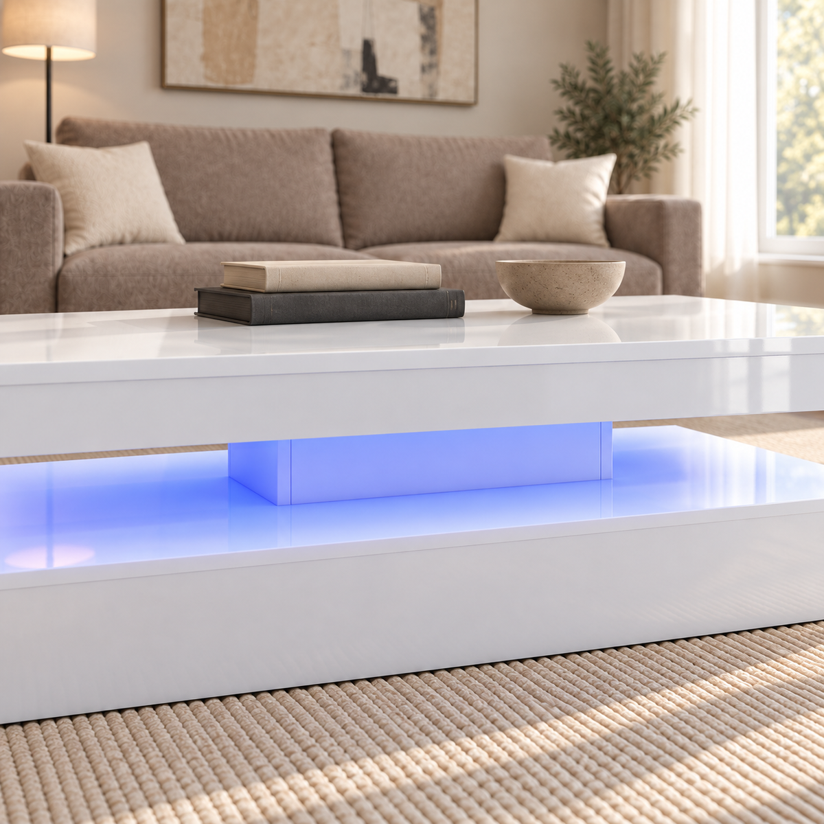 Lana - LED Coffee Table - Glossy White