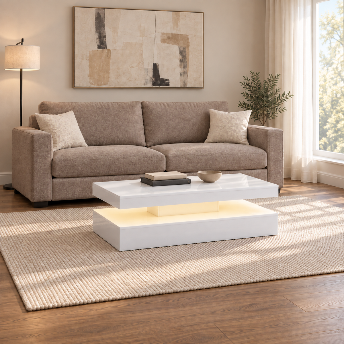 Lana - LED Coffee Table - Glossy White