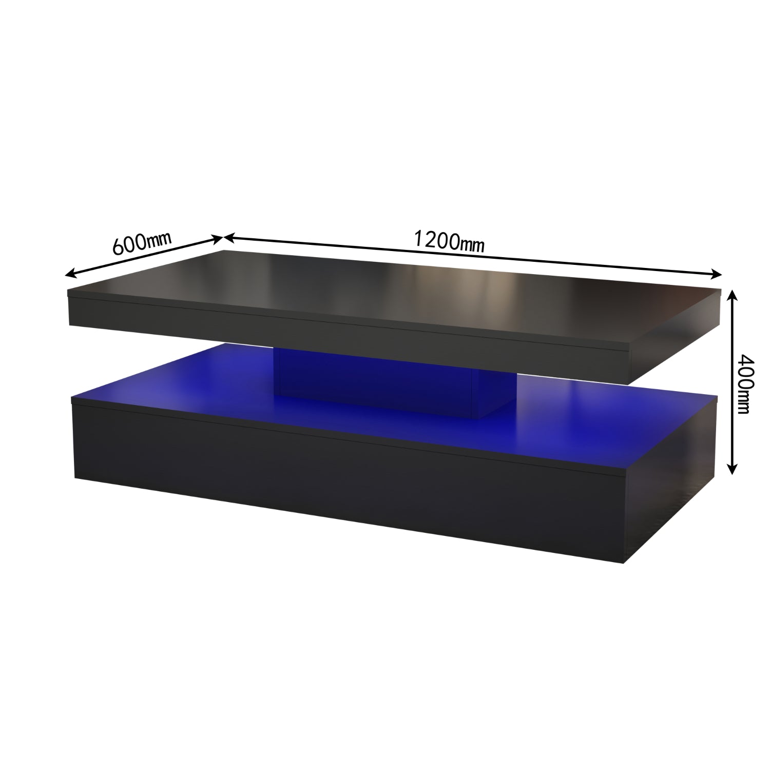 Lana - Table Basse LED - Noir Lustré