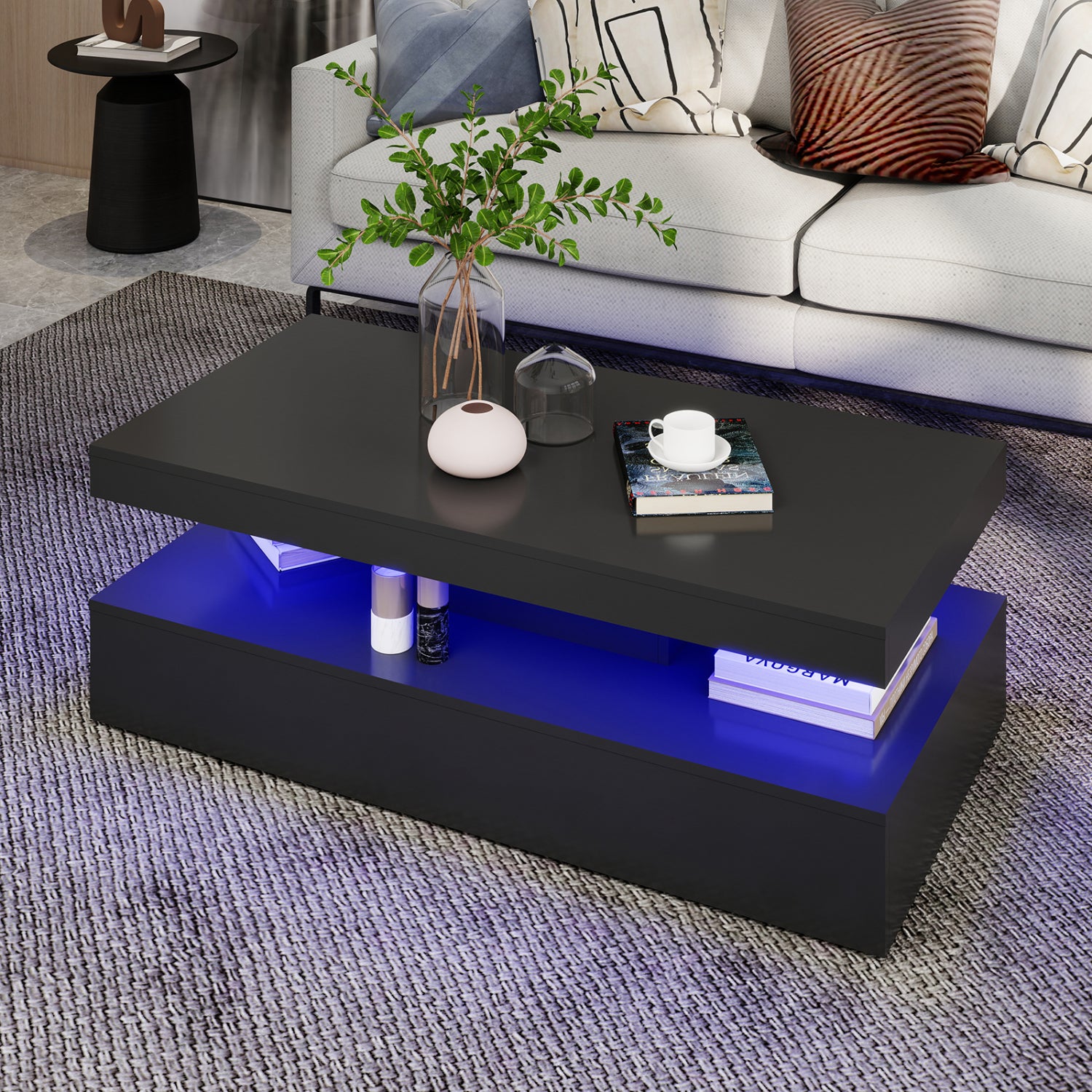 Lana - Table Basse LED - Noir Lustré