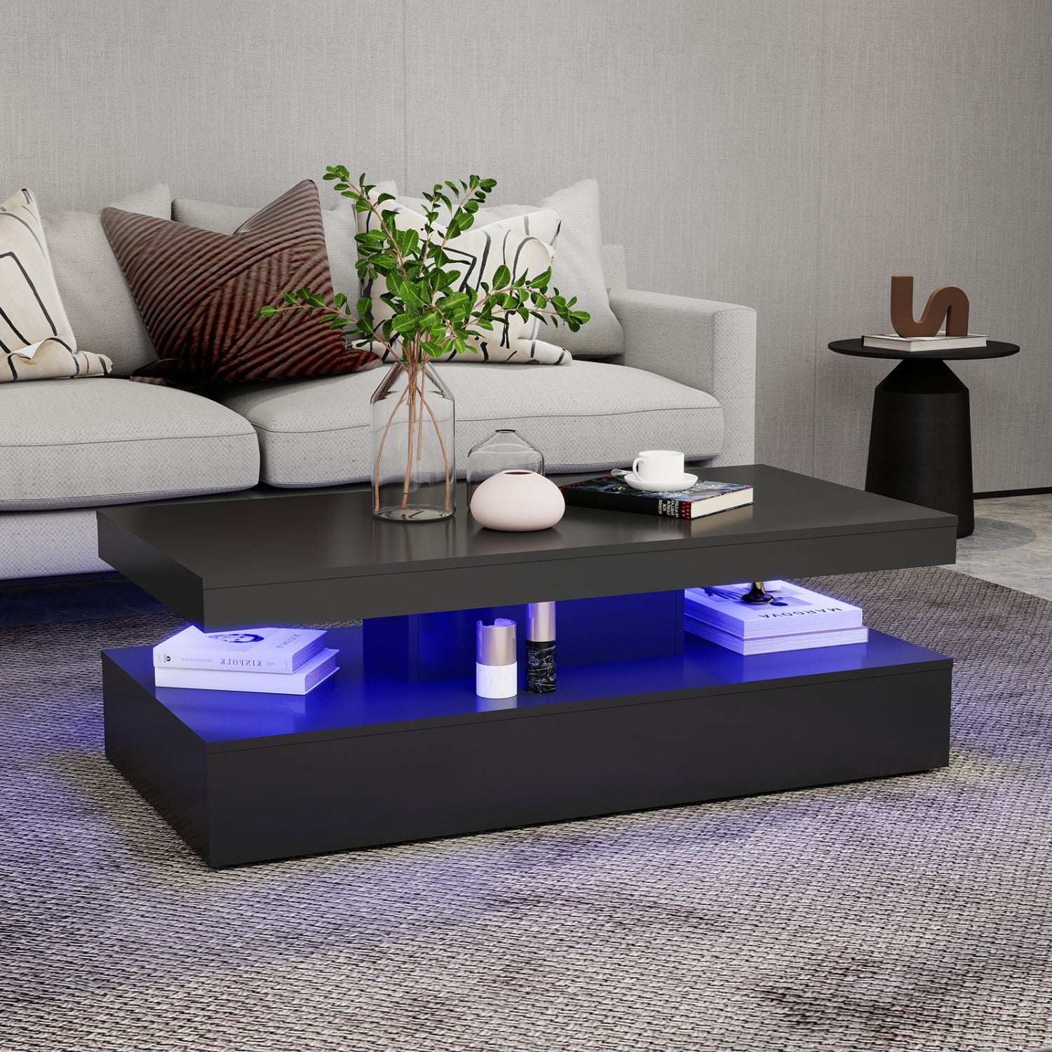 Lana - Table Basse LED - Noir Lustré