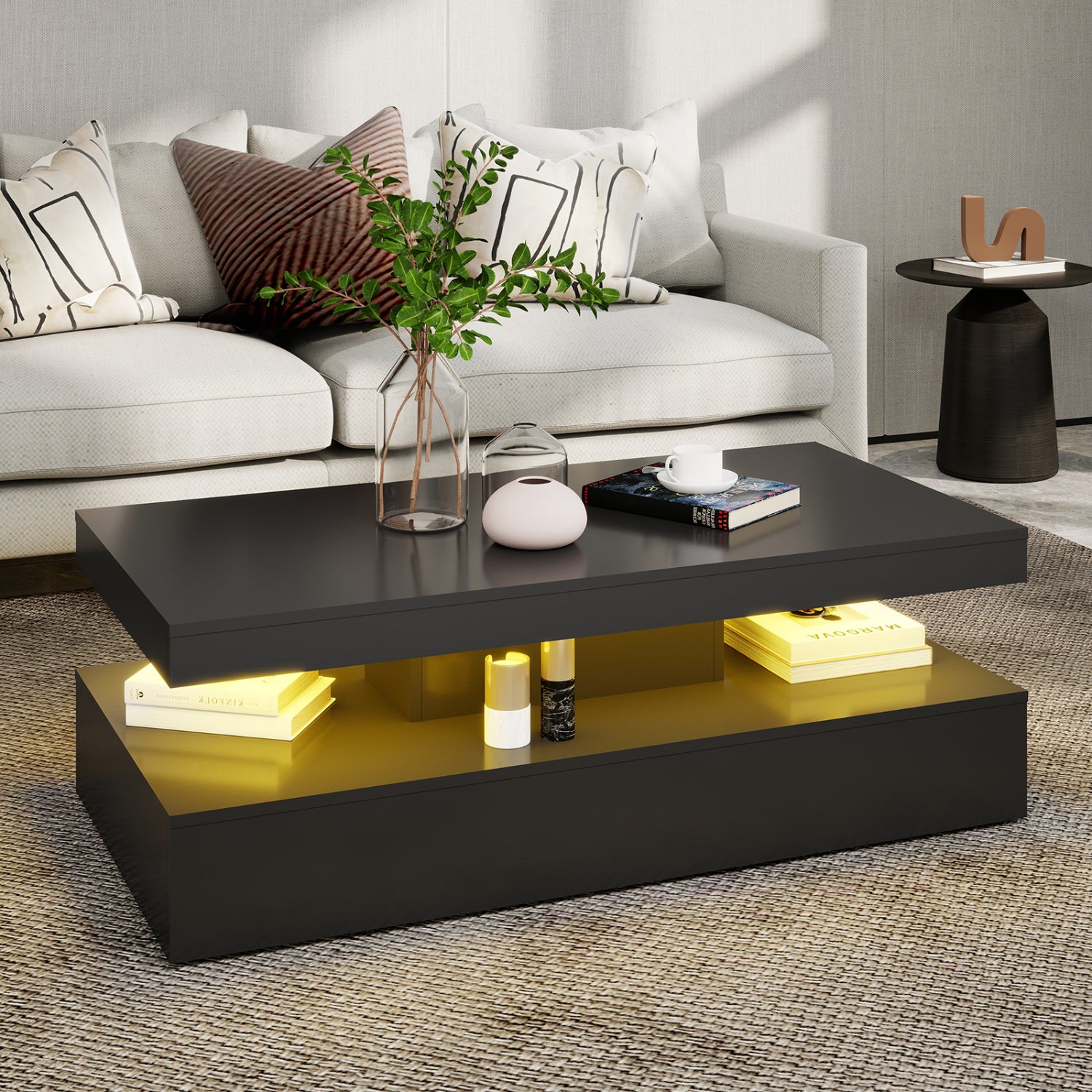 Lana - Table Basse LED - Noir Lustré