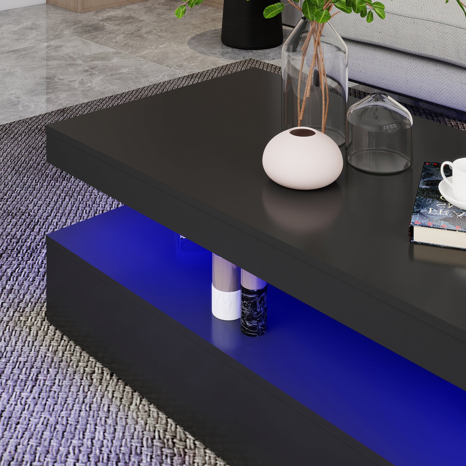 Lana - Table Basse LED - Noir Lustré