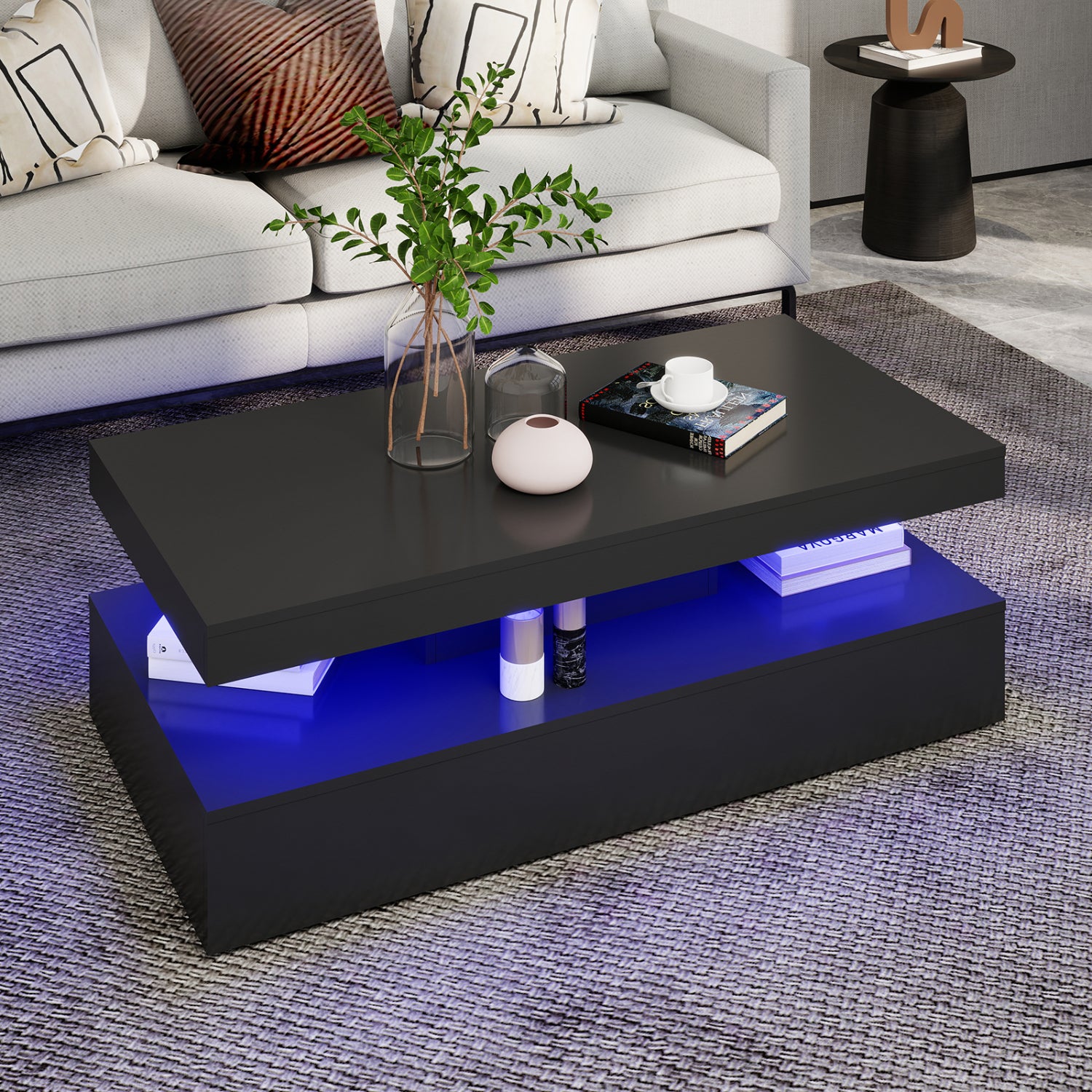 Lana - Table Basse LED - Noir Lustré