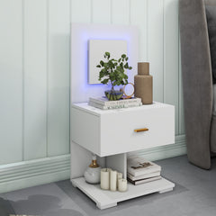 Nightstand with LED - Nicole - White