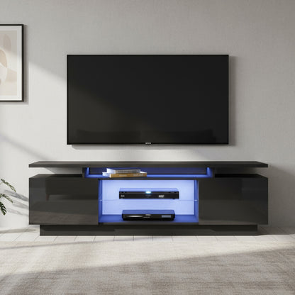 Lauren - Meuble de TV avec LED - Noir Lustré - 70 po