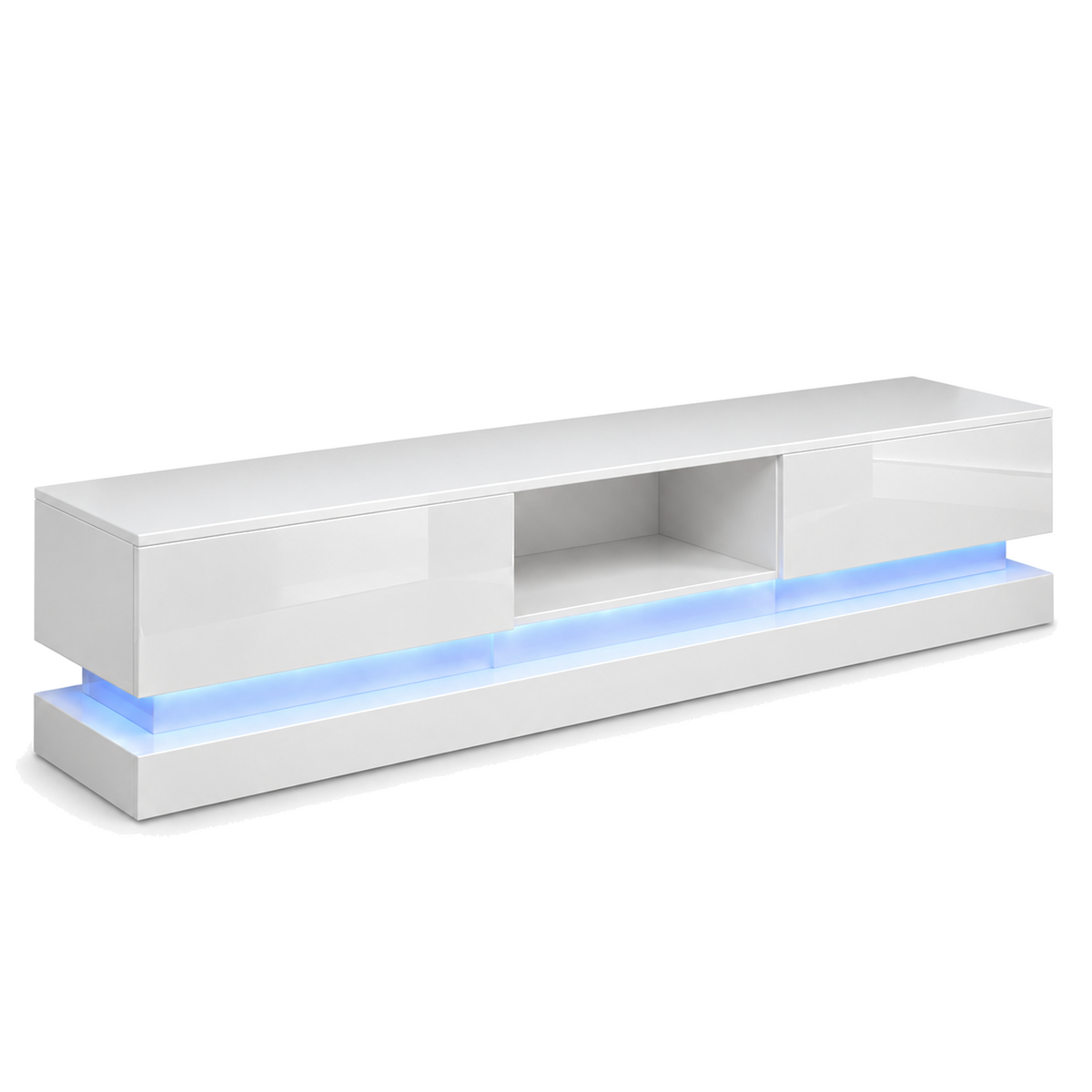 Frederick - LED TV Stand - Entertainment Unit - High Gloss White - 70in