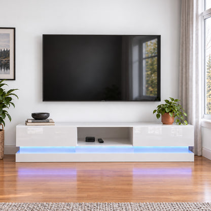 Frederick - LED TV Stand - Entertainment Unit - High Gloss White - 70in