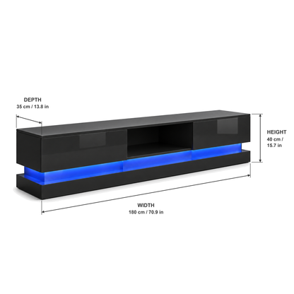 Frederick - LED TV Stand - Entertainment Unit - Glossy Black - 70in