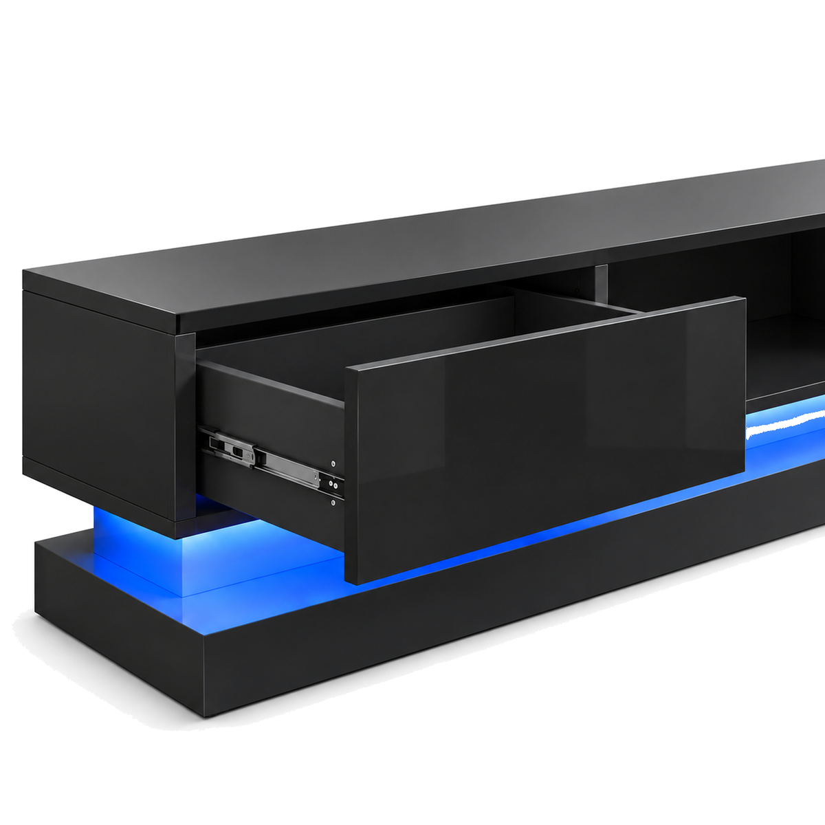 Frederick - LED TV Stand - Entertainment Unit - Glossy Black - 70in