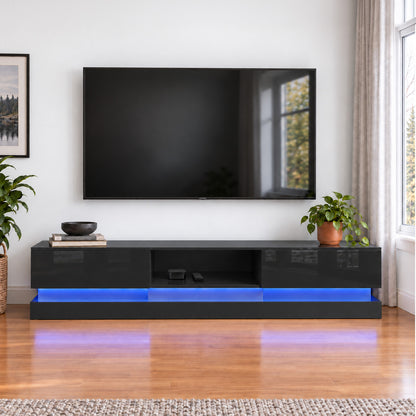 Frederick - LED TV Stand - Entertainment Unit - Glossy Black - 70in
