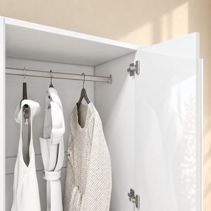 Vox - Armoire - 3 Portes et 3 Tiroirs - Blanc Lustré