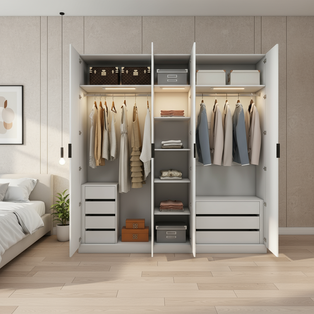 Clas - Modular Wardrobe - 5 Doors - Glossy White