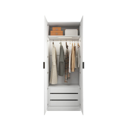 CLAS Modular Wardrobe with 2 Doors - Glossy White 2000