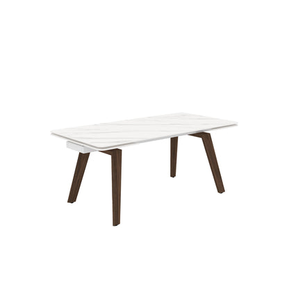 Nadège - Ceramic Dining Table - Walnut and White