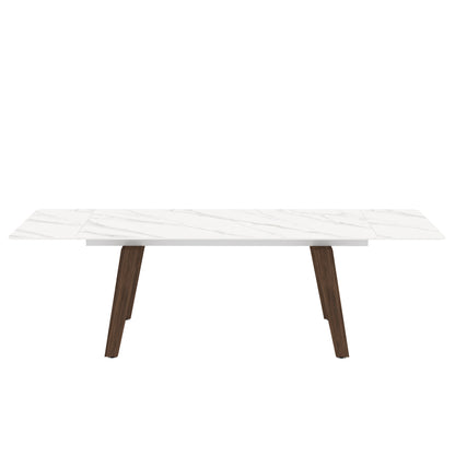 Nadège - Ceramic Dining Table - Walnut and White