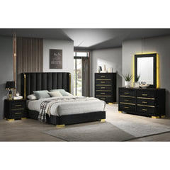 Bedroom Set - Black and Gold Velvet - Madison