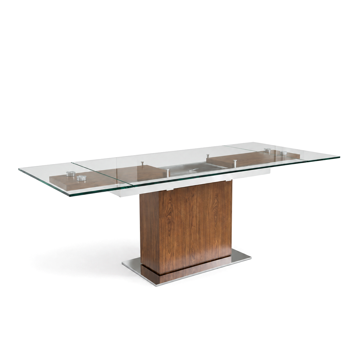 Mercurio - Table à Manger Rectangle - Noyer et Vitre