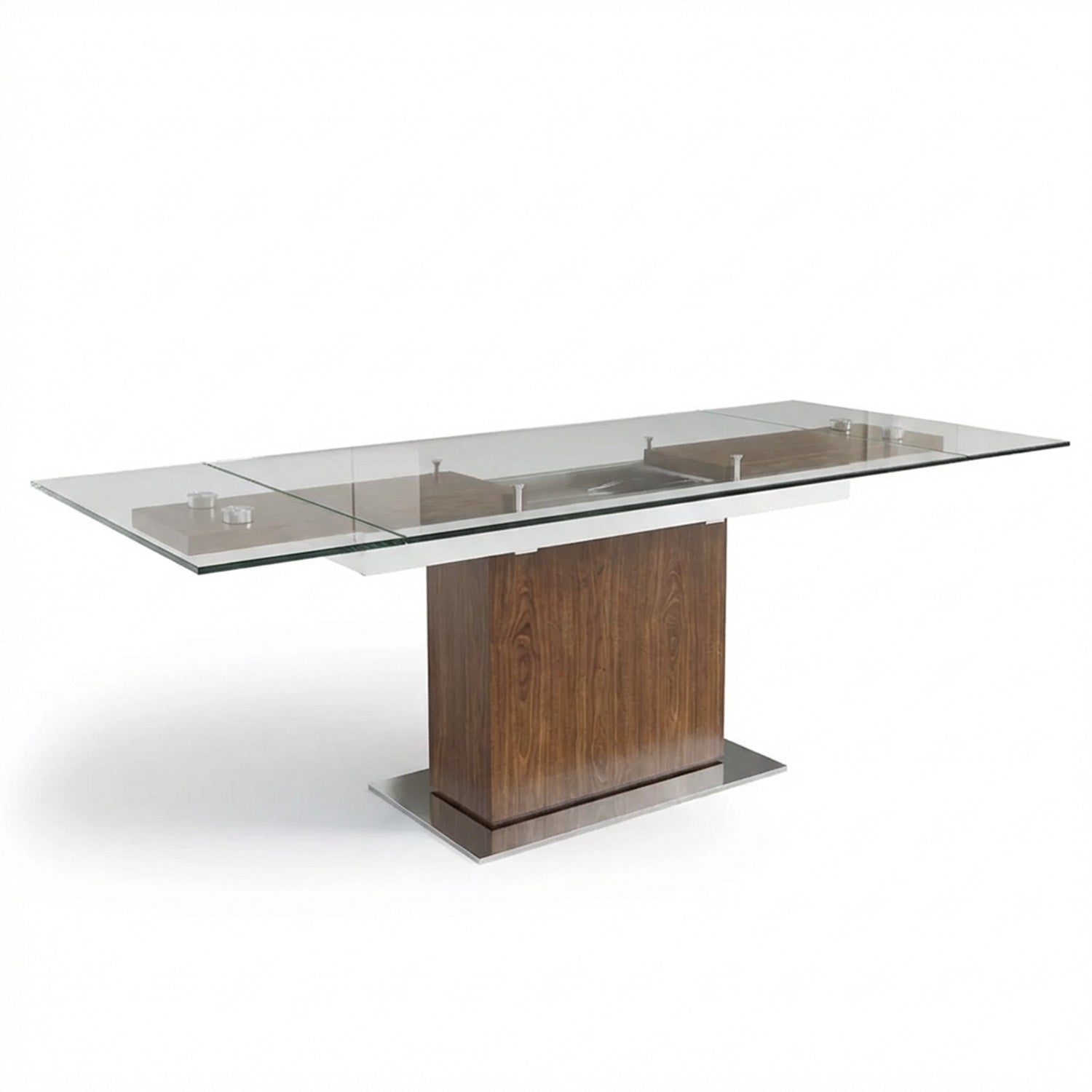 Mercurio - Rectangular Dining Table - Walnut and Glass